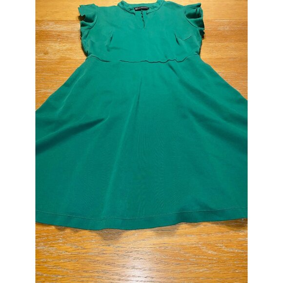 Green Sheath Dress With Ruffled Sleeves & Keyhole Neckline - Picture 2 of 4